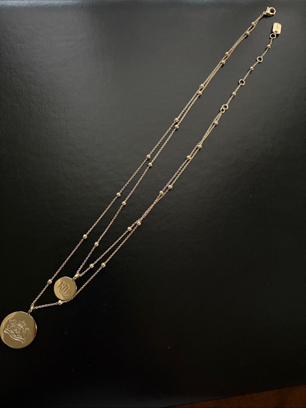 Ralph Lauren Gold-Tone Double Layer Medallion Necklace